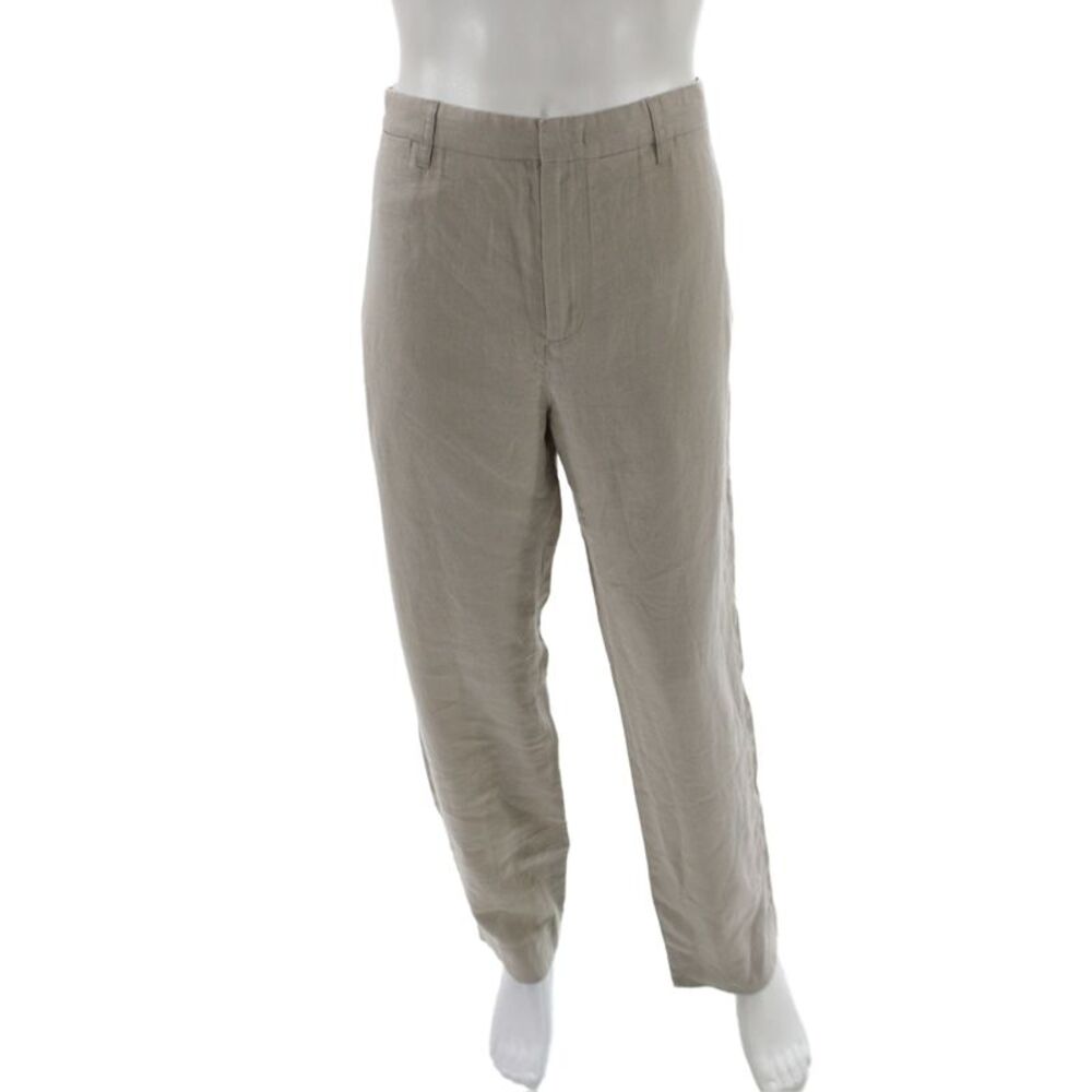 Vince Mens Dress Pants Beige 100% Hemp Button Size 38